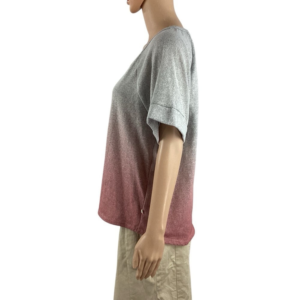Lucky Brand Hacci Ombré Lounge Sleep T-Shirt Gray Rose M - Picture 4 of 6